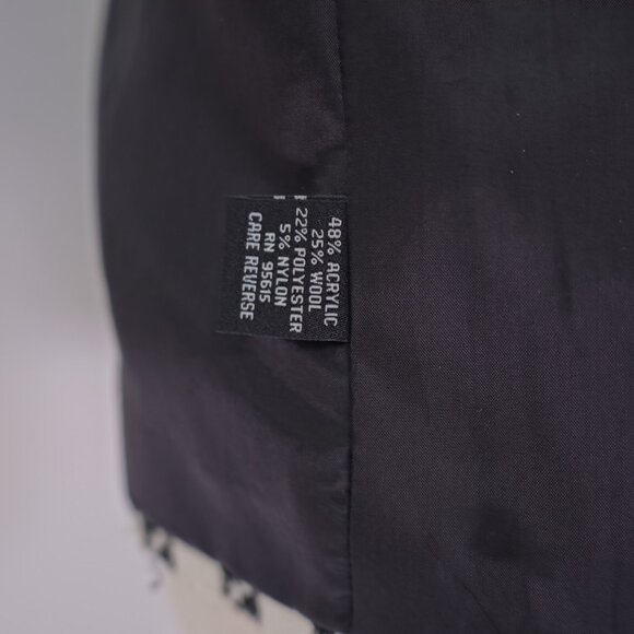 DAMAGED Rafaella Large Black White Tweed Plaid Sport Coat Wool Acrylic Polyester - Picture 9 of 12